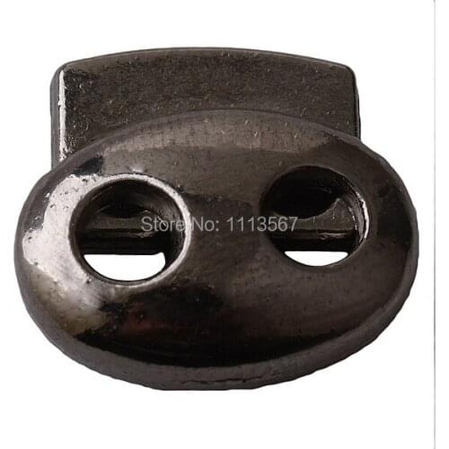 Wholesale 100pieces Black Gun Metal Oval Stopper Toggle Cord Locks Drawstring Stops Sewing Button with 2 Holes NK10