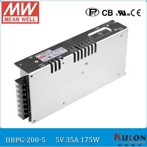 Original MEAN WELL HRPG-200-5 175W 35A 5V meanwell Power Supply ac dc 5v low power consumption power supply with PFC function