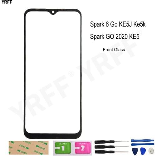 For TECNO SPARK GO 2020 KE5 Front Glass Touch Panel For Tecno Spark 6 Go KE5J Ke5k (No Touch Screen) Outer Glass Repair Parts