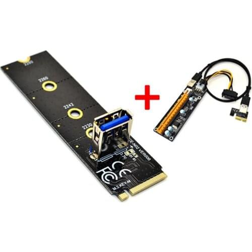 M.2 to PCI-E X16 NGFF Slot Adapter Card+PCIE 1X to 16X 6Pin Graphics Card Extension Cable Adapter Board for BTC Mining