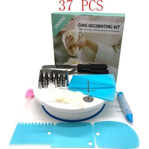 37 PCS Cake Stand Turntable Rotating Base Cake Plastic Dough Knife Decorating Cream Cakes Stand set Cake Rotary Turntable tool