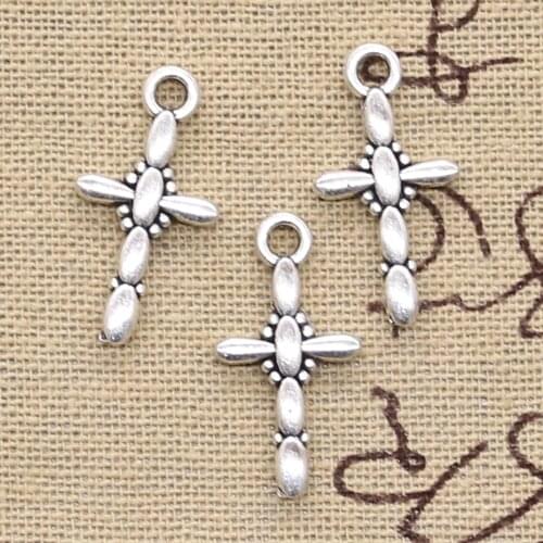 15pcs Charms Cross 13x19mm Antique Pendant Fit Vintage Tibetan Silver Color DIY Handmade Jewelry