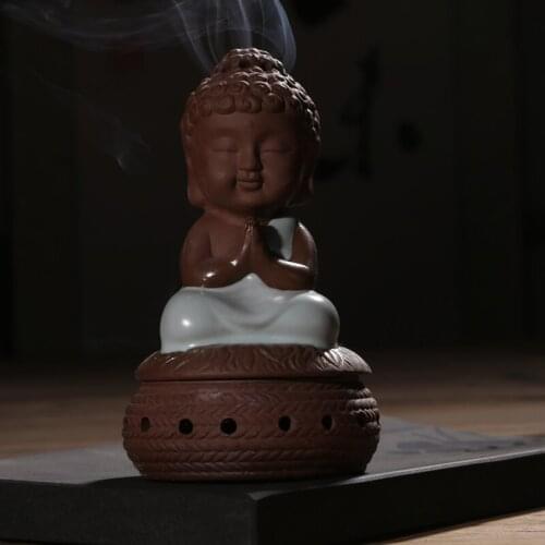 Worship the Buddha hand Maitreya Buddha incense burner Ceramic tea pet sweet fume furnace Your kiln ancient incense coil incense