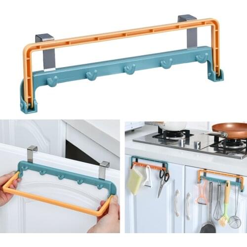 Strong Ahesive Hooks Over the Door 5 Hooks Home Bathroom Organizer Rack Coat Hat Towel Hanger Kitchen Cabinet Door Hanger
