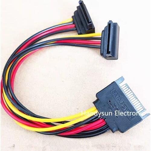 Wholesale customization SATA 15Pin Male To SATA 15Pin Female 90 Degree Splitter Y 1 To 2 For HDD hard disk Drive Power cable