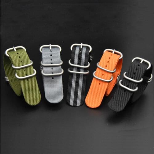 2021 NATO Watch Strap Fashion Silver 5 Loop Nylon Watch Band 20mm 22mm 24mm Striped Replacement Watchband