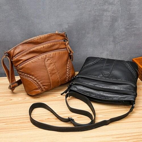 PU Messenger Bags School Women Multi Pocket Over The Shoulder Pouch Bags For Women Messenger Bag Mobile Phone Bag Retro Fashion