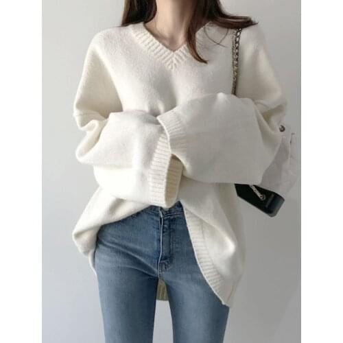 NEW Women Sweater pullover Female knitting overszie sweaters Long Sleeve Girls Tops Loose Elegant Knitted Outerwear thick sexy