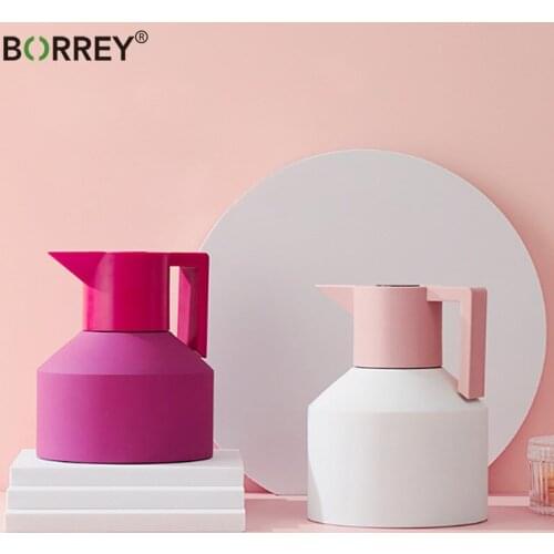 BORREY Stainless Steel Double Layer Vacuum Insulated Flasks Kettle Large Capacity Tea Coffee Pot Insulated Water Bottle Thermos