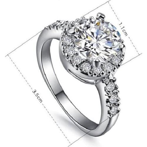 Test Positive 2Ct 8.0mm G-H Round Cut Moissanite Ring Trendy 925 Sterling Silver Ring White Gold Color Women Jewelry