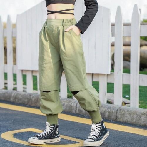 Street Kids Girls Pants broken hole Harem pants Elastic Waist knee Ripped Trousers Hip hop Joggers Children Clothes For Girls 12