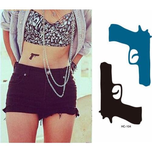 Waterproof Temporary Tattoo Sticker on body sexy pistol gun tatto stickers flash tatoo fake tattoos for boy girl women