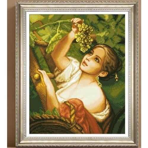 Embroidery Package Hot Sell Best Quality Cross Stitch Kits Pick Up Grape Girl Free Shipping