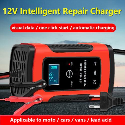 Automatic 12V 5A Car Battery Charger Lead-Acid GEL AGM Wet Calcium Deep Cycle VRLA Pulse Repair with LCD Display Model FBC1205D