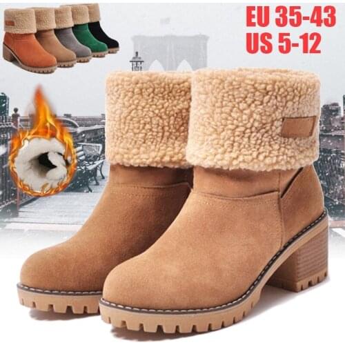 Winter Boots Women Snow Booties Ladies Mid Calf Boots Warm Platform Boot Fur Suede Woman Ankle Shoes Plus Size