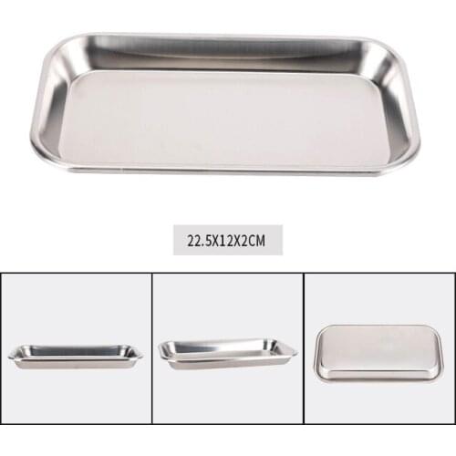 1PC Dental Holder Plate Dish 12cm x 22.5cm Stainless Steel Dentistry Instrument Lab Surgical Tray Equipment Tray Medical Alcohol