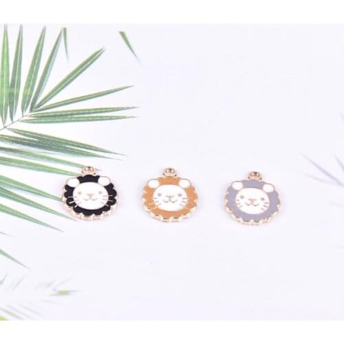 10pcs/lot Cut Lion Animal Enamel Charms Fashion Jewelry Earring DIY Making Charms Gold Color