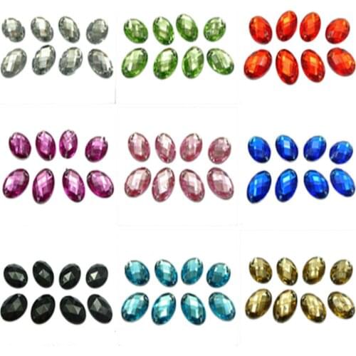 100 Flatback Acrylic Oval Sewing Rhinestone Gems Button 13X18mm Sew on beads