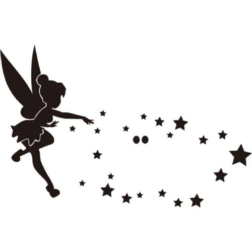 28Pieces 3D Plastic Fairy And Stars Pattern Wall Stickers DIY Decals Wall Mural Art Decor Black/Gold/Silver