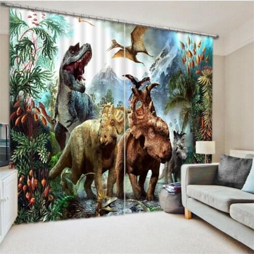 3D Window Curtain Dinosaur print Luxury Blackout For Living Room kids Bedroom Drapes Cortinas Rideaux Customized size pillowcase