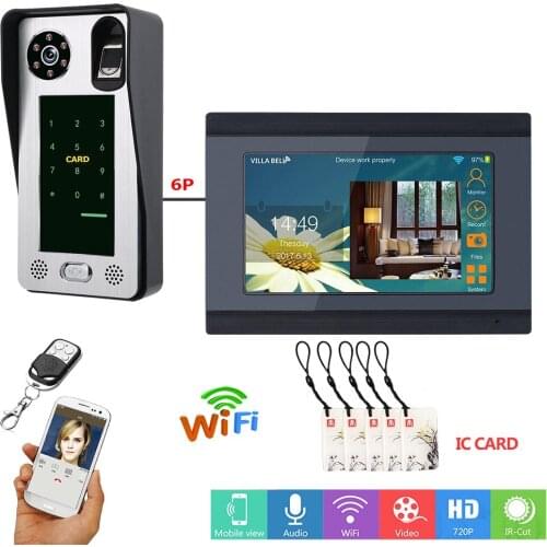 7inch Wired Wifi Wireless Fingerprint IC Card Video Door Phone Doorbell Intercom System with Door Access Control System