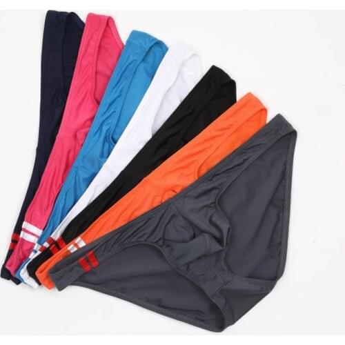7Pcs/Lot Mens Low Rise Sexy Briefs Underwear Gay Ice Silk Sissy Penis U Pouch Panties Mens Mesh Bikini Briefs Jockstrap