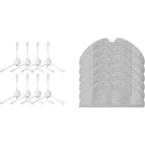 8 Pcs White Side Brush & 6 Pcs Cleaning Cloth Mop, Used To Replace the Vacuum Cleaner