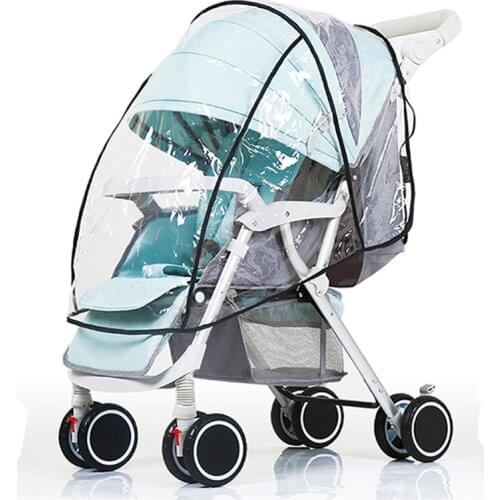 Baby Stroller Accessories Waterproof Rain Cover Transparent Wind Dust Shield Zipper Open Raincoat For Pushchairs