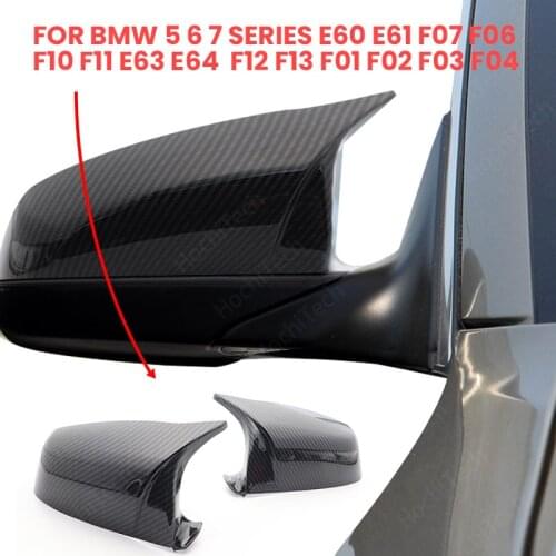 Car side styling Replacement M style For BMW 5 6 7 F07 F06 F10 F11 Rearview Mirror Cover Caps Carbon Fiber Pattern
