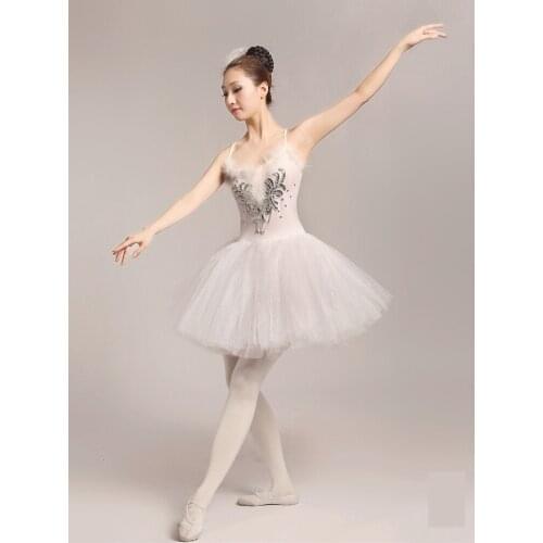 2017 Adult Ballet Tutu Dress Women White Swan Costume Performance Tulle Dress Ballerina