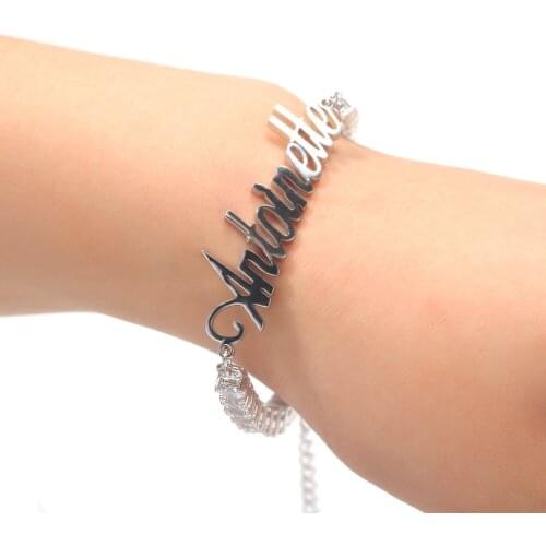 1 New Name Custom Bracelet Stainless Steel Initial Letters Personalized with Extension Chain Fashion Hip Hop Customized Jewelry