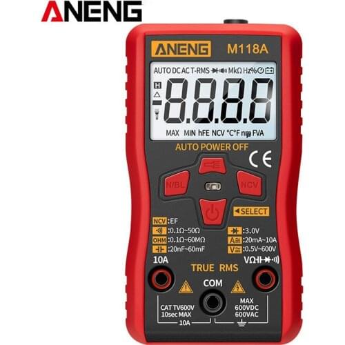 ANENG M118A Digital Mini Multimeter Tester True Rms Auto Mmultimetro Tranistor Meter with NCV Data Hold 6000counts Flashlight