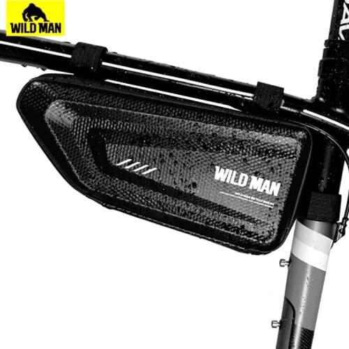 WILD MAN 1.5L Waterproof Bicycle Bag Top Tube Bag Triangle Bike Bag Hard Shell Bike Frame Bag Cycling Accessories Tools Storage