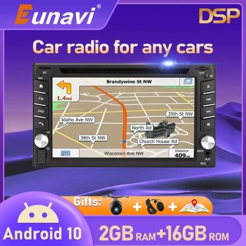Eunavi 2 Din Universal Android 10 Car radio dvd Multimedia Player 2din in dash Tablet PC GPS Navigation 4G WIFI DSP TDA7851 USB