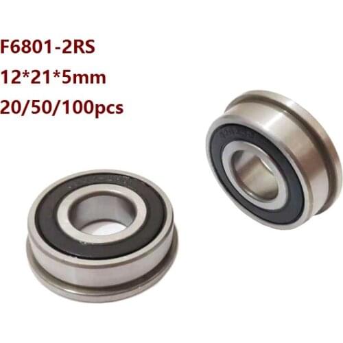 20/50/100pcs F6801-2RS F6801RS Flange Ball Bearing Deep Groove Ball bearing 12*21*5mm Double rubber cover 12×21×5mm