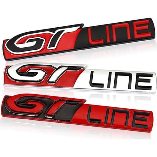 3D Metal GT Line Emblem Badge Decals Car Stickers For Peugeot GT RCZ 308 508 3008 5008 KIA Forte Optima Picanto Stinger Sorento