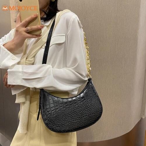 Fashion Solid PU Underarm Bag Alligator Pattern Shoulder Pouch Lady Daily Hobos Popular Simple Female Daily Bag