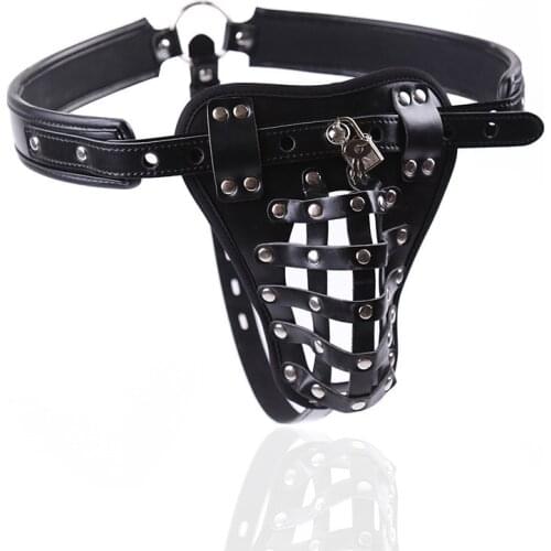 Male Fetish Leather Penis Bdsm Bondage Harness Erotic Toy Garter Panty Chastity Belt Scrotum Stretcher Harness Sex Toys For Men