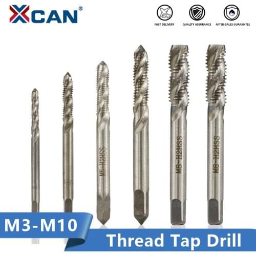 XCAN 2pcs M3/M4/M5/M6/M8/M10 Spiral Flute Screw Thread Tap Machine Plug Tap HSS Screw Hole Tap Drill Set Metalworking Tools