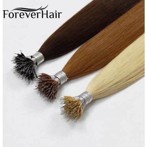 FOREVER HAIR Real Remy Nano Ring Human Hair Extensions 1g/s 16" 18" 20" Keratin Straight Blonde Micro Beads Hair 50g