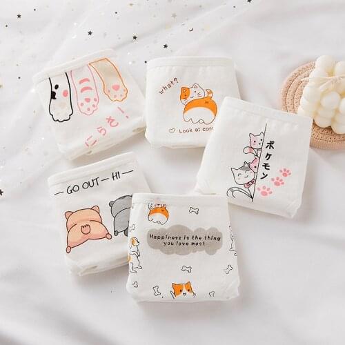 Womens Underwear, High-quality Pure Cotton, Womens Underwear, Cute Cat Pattern, Womens Briefs, Womens Soft Underwear, Girls
