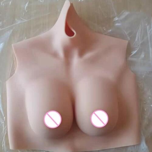 New Upgrade High Collar Neck Fake Artificial Boob Realistic Silicone Breast Forms Crossdresser Shemale Transgender Drag Queen