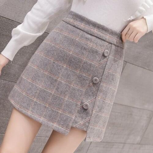 New Vintage High Waist Woolen Black Mini Skirt Womens Korean Style Short Skirt All-match Slim Woman Skirts Clothes
