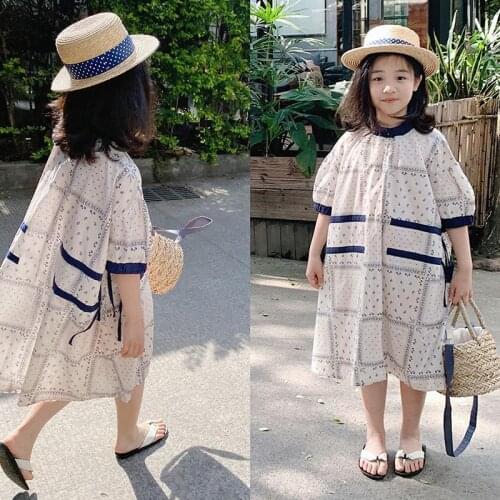 2021 Summer New Children Temperament Printing Holiday Style Cute Irregular National Style Retro Parent Child Dress Girls Dress