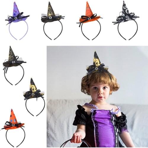 1pc Halloween Decoration Hat Hair Hoop Cosplay Witch Custome Hair Accessories Girls Women Headband For Masquerade Party Decor