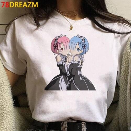 Re Zero Kara Hajimeru Isekai Seikatsu t shirt female casual grunge tumblr white t shirt harajuku kawaii summer top