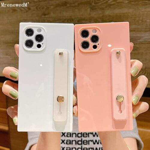 Wrist Strap Candy Silicone Phone Case For iPhone 12 11 Pro Max X XR XS 7 8 Plus SE2 Soft Bumper Shockproof Case with Stand Cover