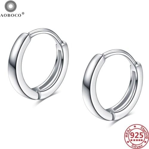 AOBOCO 925 Silver Small Hoop Earrings Classic 925 Silver Jewelry Earring Womens Hoop Earrings Trendy Jewelry Mothers Day Gifts