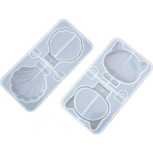 Folding Mirror Resin Casting Mold Shell Cat Round Makeup Mirror Silicone Molds