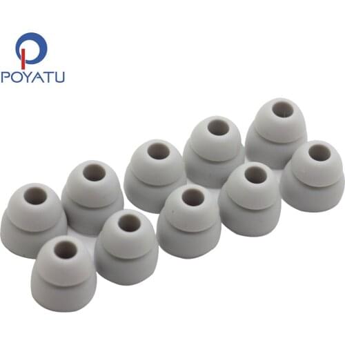 POYATU Double Flange Ear tips Tips For Powerbeats 2 Powerbeats3 Wireless Headphones Replacement Silicone Ear tips Ear Buds Grey